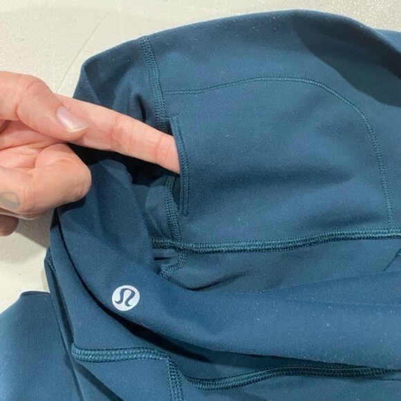 LULULEMON Wunder Under Tech Mesh Leggings 6 Teal Sheer Cutout Athleisure HR Yoga - Picture 4 of 12